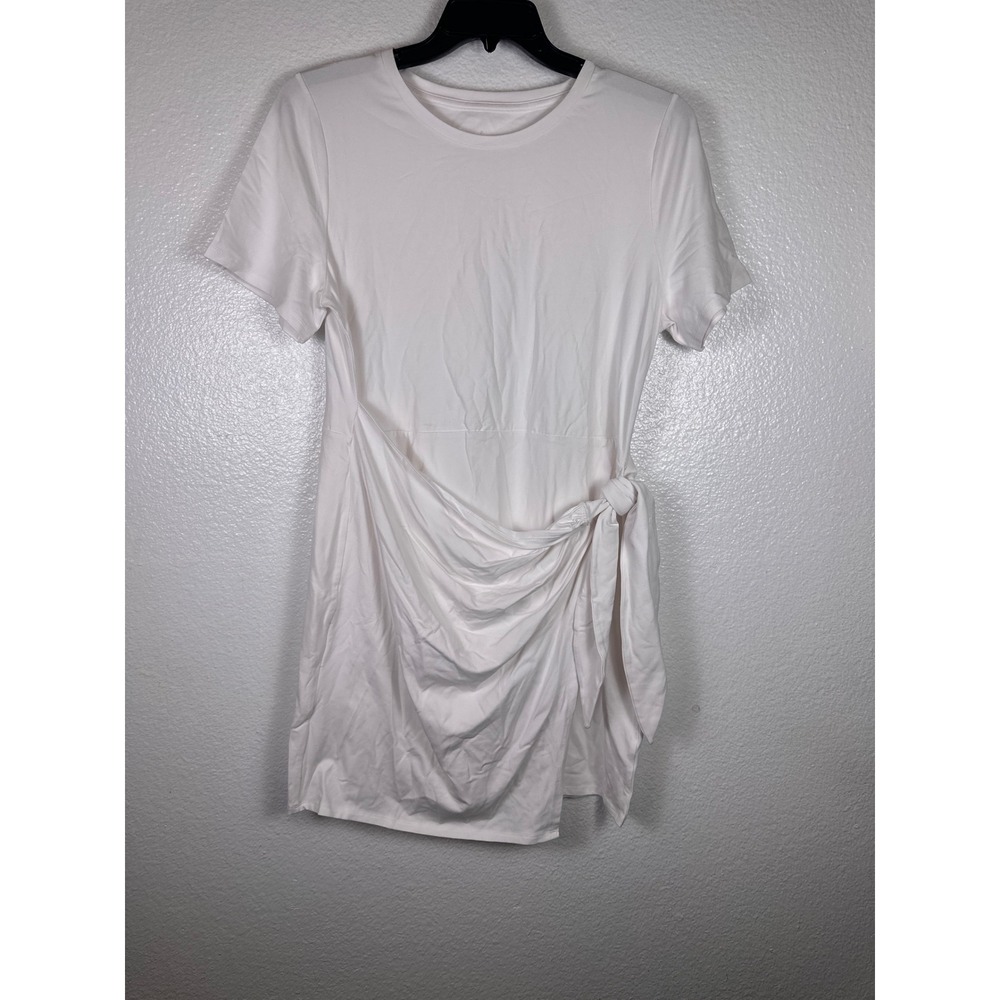 A‎ New Day Women White Side Tie Wrap T-Shirt Dress XL New With Tags